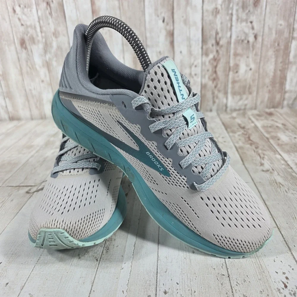Brooks Anthem 5 Womens Grey Teal Running Shoes 1203651B028 Size 7 B Medium